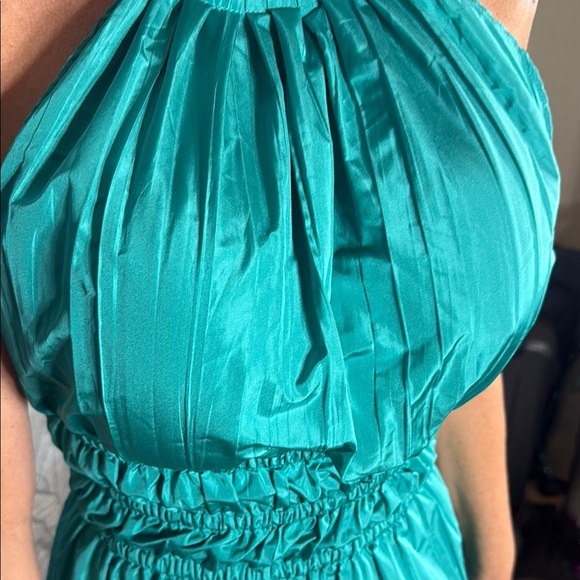 Ramy Brook Teal Halter Smocked Waist Midi Dress XS - Picture 5 of 8